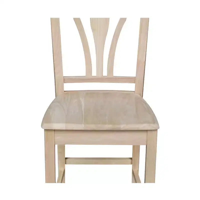 Sgabello da Bar a Contatore Senza Finitura con Schienale Alto 24" - International Concepts: Legno massello di Para, Design senza braccioli, Capacità 113 kg