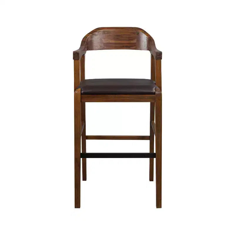 Sgabello da Bar Fisso Rasmus: Ecopelle da 74 cm, Legno Ecologico, Altezza Fissa - Boraam