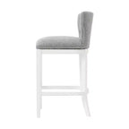 Sgabello Miranda girevole altezza bancone Bianco: schienale imbottito, borchie decorative - Alaterre Furniture