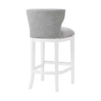Sgabello Miranda girevole altezza bancone Bianco: schienale imbottito, borchie decorative - Alaterre Furniture