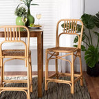 Sgabello da bancone Ivora Rattan Natural/Brown - bali & pari: Stile Bohemien, Seduta Fissa 62.23 cm, Nessun Montaggio Richiesto