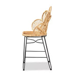 Sgabello da bar Garan Rattan e Metallo Altezza bancone Naturale/Nero - bali &amp; pari: Stile Bohémien, Altezza seduta 62,2 cm