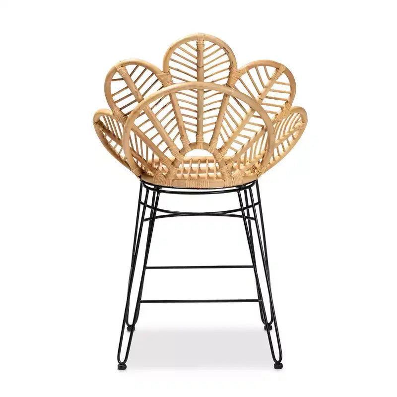 Sgabello da bar Garan Rattan e Metallo Altezza bancone Naturale/Nero - bali &amp; pari: Stile Bohémien, Altezza seduta 62,2 cm