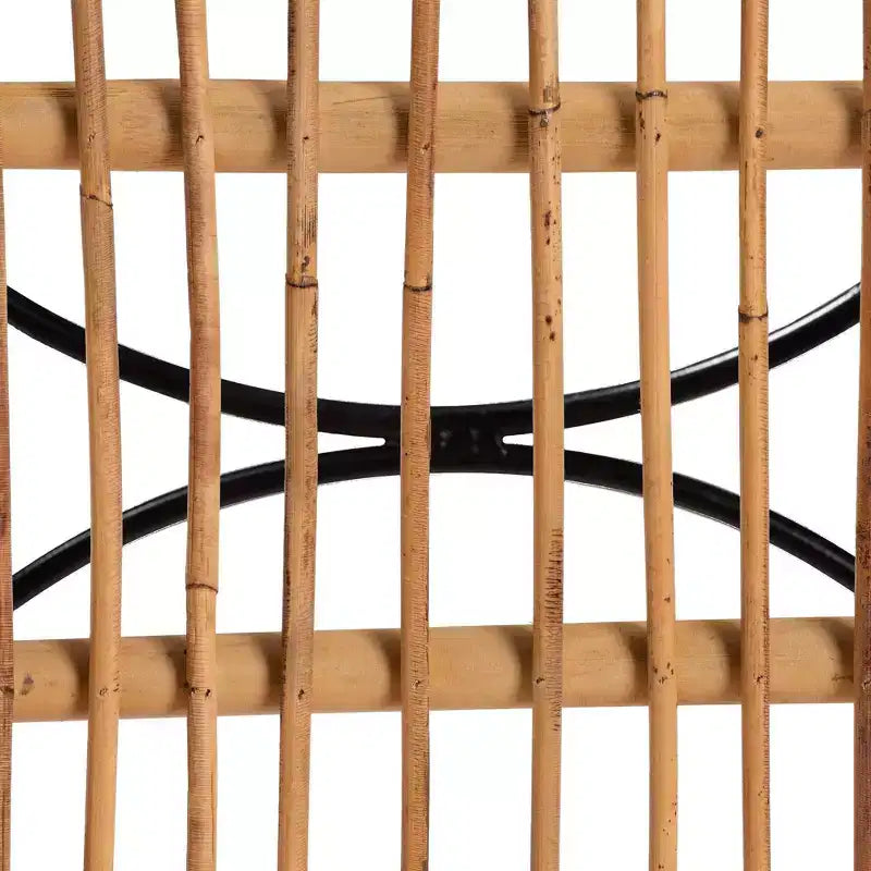 Sgabello da bar Garan Rattan e Metallo Altezza bancone Naturale/Nero - bali &amp; pari: Stile Bohémien, Altezza seduta 62,2 cm