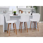 LumiSource Set di 2 Sgabelli da Bar Henry Altezza Bancone Legno di Noce/Tessuto Bianco
