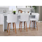 LumiSource Set di 2 Sgabelli da Bar Henry Altezza Bancone Legno di Noce/Tessuto Bianco