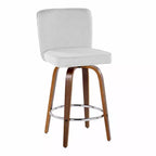 LumiSource Set di 2 Sgabelli da Bar Henry Altezza Bancone Legno di Noce/Tessuto Bianco