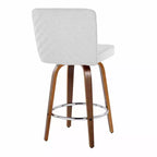 LumiSource Set di 2 Sgabelli da Bar Henry Altezza Bancone Legno di Noce/Tessuto Bianco