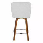 LumiSource Set di 2 Sgabelli da Bar Henry Altezza Bancone Legno di Noce/Tessuto Bianco