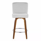 LumiSource Set di 2 Sgabelli da Bar Henry Altezza Bancone Legno di Noce/Tessuto Bianco