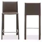 Set di 2 sgabelli da bar Crawford Modern and Contemporary ad altezza bancone rivestiti in pelle tortora - Baxton Studio: similpelle, struttura in acciaio, schienale imbottito