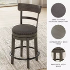 Sgabello da bar altezza bancone Caitbrook grigio - Signature Design by Ashley: Rivestimento in poliestere, borchie decorative, sedile girevole