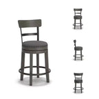 Sgabello da bar altezza bancone Caitbrook grigio - Signature Design by Ashley: Rivestimento in poliestere, borchie decorative, sedile girevole