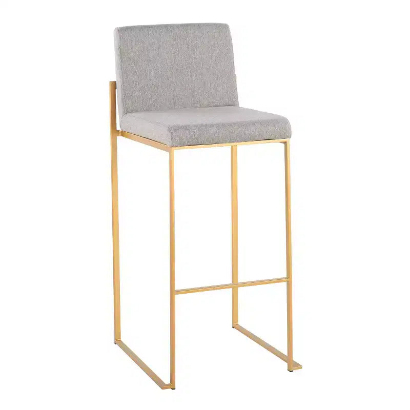Set di 2 sgabelli da bar FujiHB in poliestere/acciaio oro/grigio - LumiSource: schienale alto, imbottiti, design contemporaneo