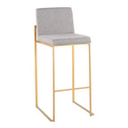 Set di 2 sgabelli da bar FujiHB in poliestere/acciaio oro/grigio - LumiSource: schienale alto, imbottiti, design contemporaneo