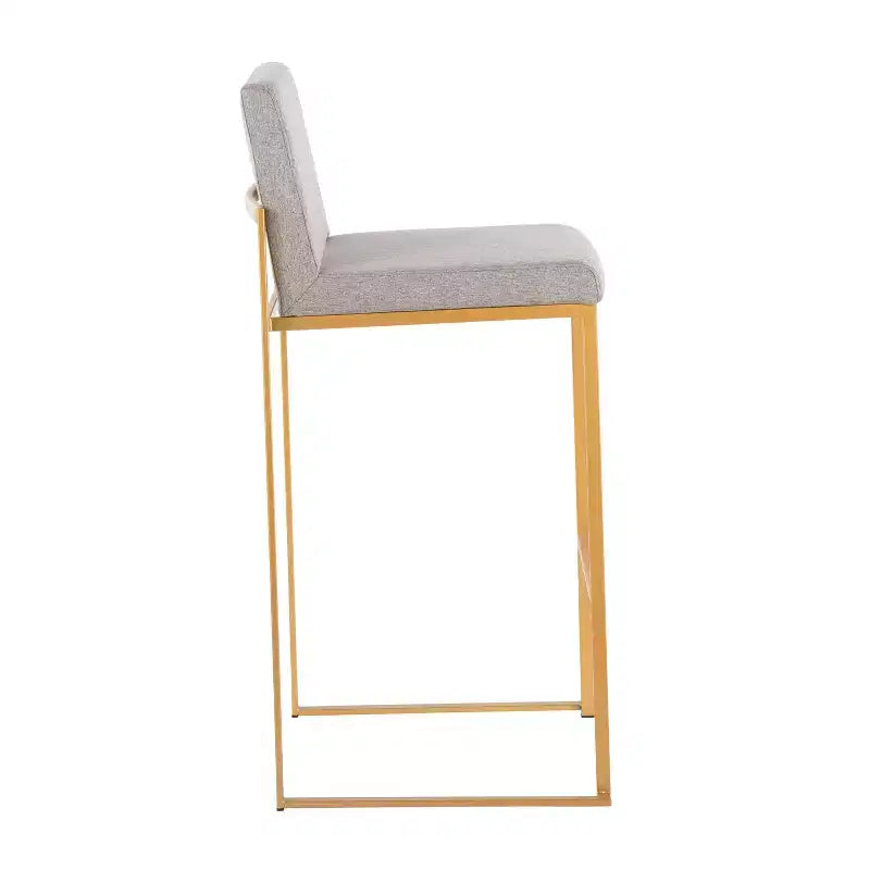 Set di 2 sgabelli da bar FujiHB in poliestere/acciaio oro/grigio - LumiSource: schienale alto, imbottiti, design contemporaneo