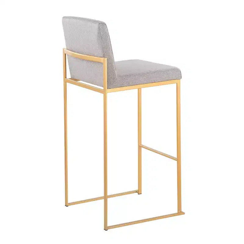 Set di 2 sgabelli da bar FujiHB in poliestere/acciaio oro/grigio - LumiSource: schienale alto, imbottiti, design contemporaneo