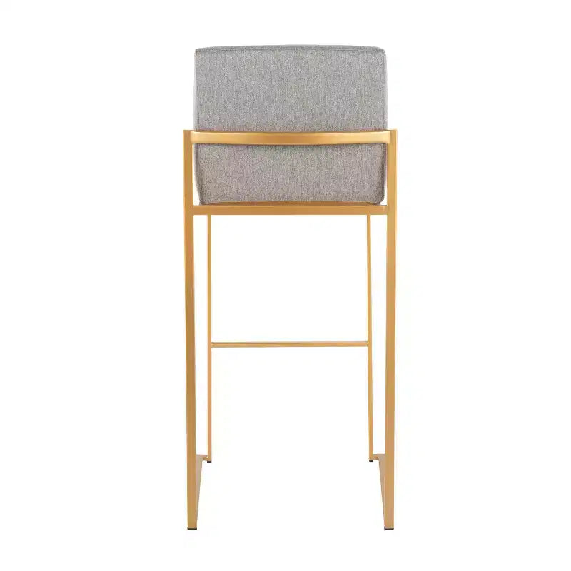 Set di 2 sgabelli da bar FujiHB in poliestere/acciaio oro/grigio - LumiSource: schienale alto, imbottiti, design contemporaneo