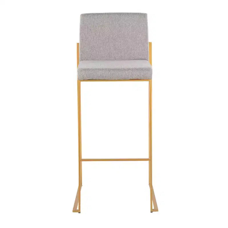 Set di 2 sgabelli da bar FujiHB in poliestere/acciaio oro/grigio - LumiSource: schienale alto, imbottiti, design contemporaneo