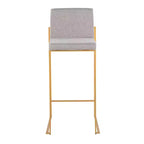Set di 2 sgabelli da bar FujiHB in poliestere/acciaio oro/grigio - LumiSource: schienale alto, imbottiti, design contemporaneo