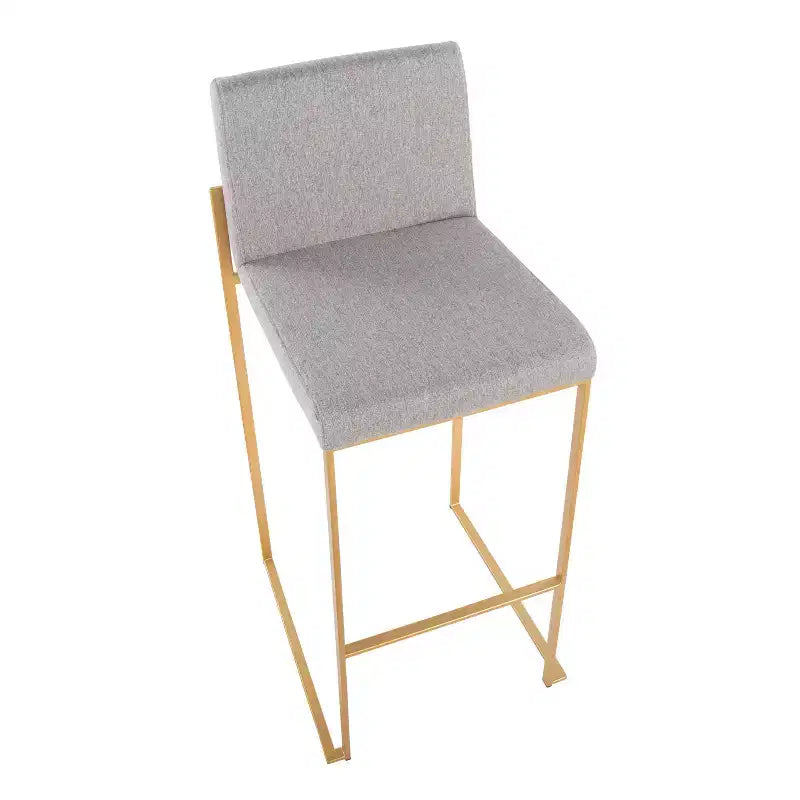 Set di 2 sgabelli da bar FujiHB in poliestere/acciaio oro/grigio - LumiSource: schienale alto, imbottiti, design contemporaneo