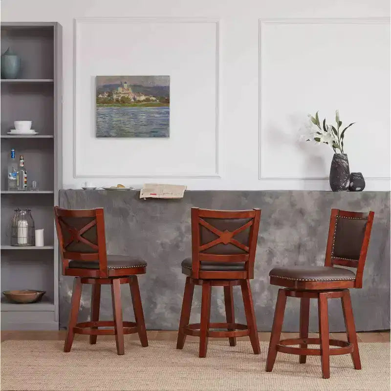 Sgabello da bar Boraam Broadmoor girevole altezza bancone, finitura ciliegio