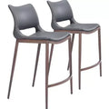 Set of 2 Laval Counter Height Barstool Chairs Dark Gray - ZM Home: Upholstered, Steel Legs, Modern Design