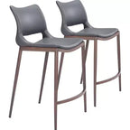 Set of 2 Laval Counter Height Barstool Chairs Dark Gray - ZM Home: Upholstered, Steel Legs, Modern Design