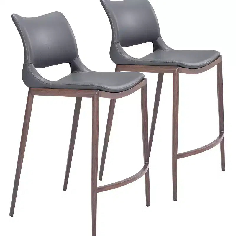 Set di 2 sedie da bar a mezza altezza Laval grigio scuro - ZM Home: imbottite, gambe in acciaio, design moderno