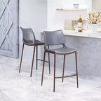 Set di 2 sedie da bar a mezza altezza Laval grigio scuro - ZM Home: imbottite, gambe in acciaio, design moderno