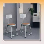 Sgabello in acciaio Hampden Furnishings da 18" con schienale, collezione Felix, grigio