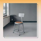 Sgabello in acciaio Hampden Furnishings da 18" con schienale, collezione Felix, grigio