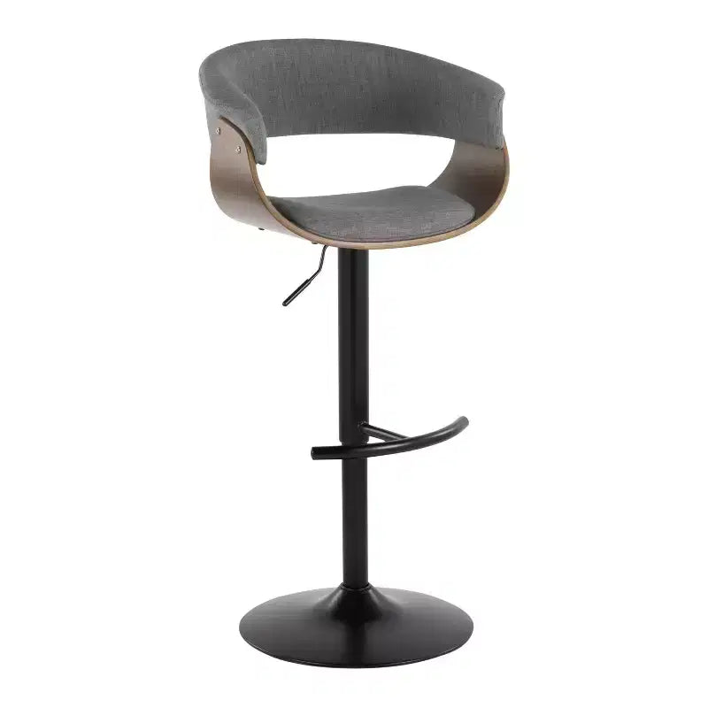 Set di 2 Sgabelli da Bar Regolabili Vintage Moderni Nero/Noce/Grigio Chiaro - LumiSource: Girevoli, Imbottiti, Base in Metallo