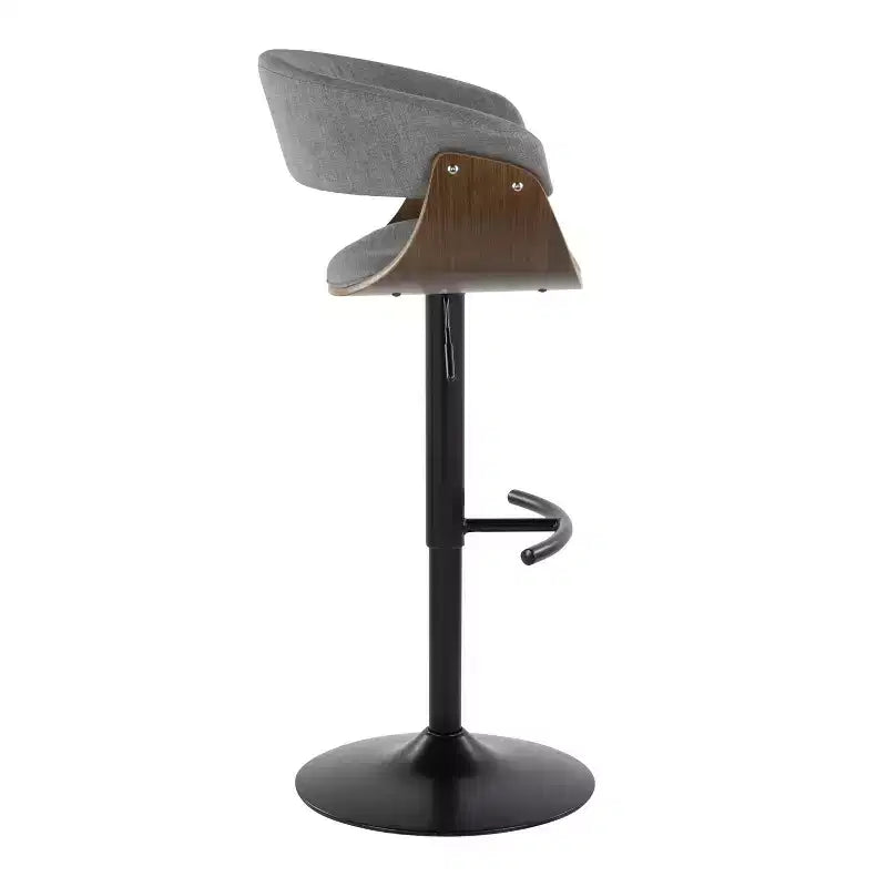 Set di 2 Sgabelli da Bar Regolabili Vintage Moderni Nero/Noce/Grigio Chiaro - LumiSource: Girevoli, Imbottiti, Base in Metallo
