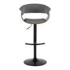 Set di 2 Sgabelli da Bar Regolabili Vintage Moderni Nero/Noce/Grigio Chiaro - LumiSource: Girevoli, Imbottiti, Base in Metallo