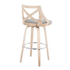 LumiSource Set di 2 Sgabelli da Bar Charlotte Bianco Lavato/Grigio Chiaro: Sgabelli Girevoli Imbottiti ad Altezza Bancone