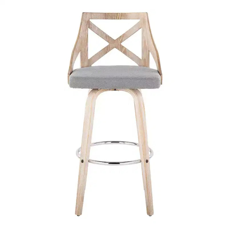 LumiSource Set di 2 Sgabelli da Bar Charlotte Bianco Lavato/Grigio Chiaro: Sgabelli Girevoli Imbottiti ad Altezza Bancone