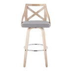 LumiSource Set di 2 Sgabelli da Bar Charlotte Bianco Lavato/Grigio Chiaro: Sgabelli Girevoli Imbottiti ad Altezza Bancone