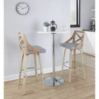 LumiSource Set di 2 Sgabelli da Bar Charlotte Bianco Lavato/Grigio Chiaro: Sgabelli Girevoli Imbottiti ad Altezza Bancone