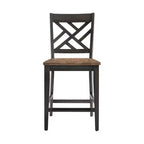 Set di 2 sgabelli da bar Harper Lattice Back da 61 cm (Altezza Bancone) Marrone spazzolato/Pecan - Intercon