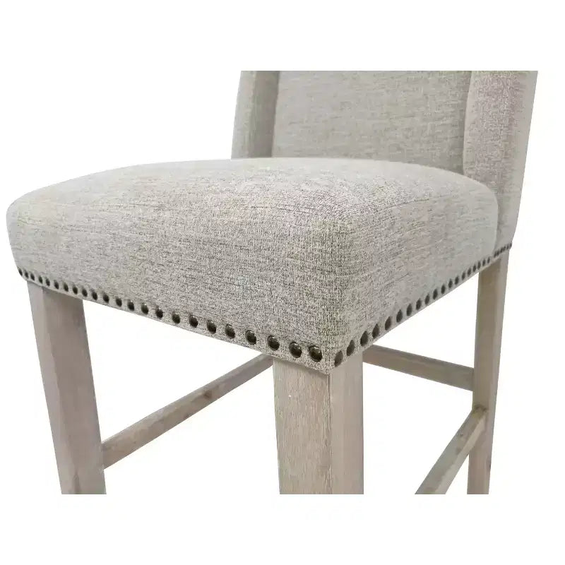Carolina Living Set di 2 Sgabelli da Bar Laurant Altezza Bancone 61 cm con Borchie, Gambe Espresso