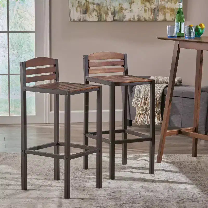 Set di 2 sgabelli da bar Lilith Acacia Marrone scuro - Christopher Knight Home