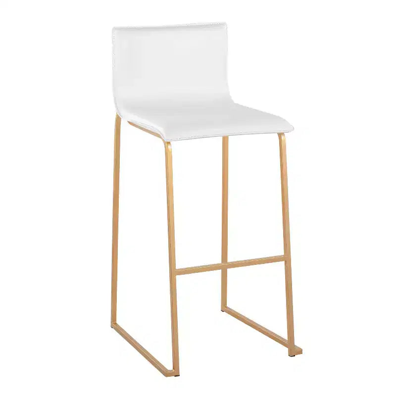 LumiSource Mara Set di 2 Sgabelli da Bar Imbottiti Bianco/Oro: Similpelle, Struttura in Acciaio, Altezza Fissa