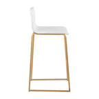 LumiSource Mara Set di 2 Sgabelli da Bar Imbottiti Bianco/Oro: Similpelle, Struttura in Acciaio, Altezza Fissa