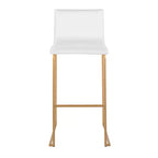 LumiSource Mara Set di 2 Sgabelli da Bar Imbottiti Bianco/Oro: Similpelle, Struttura in Acciaio, Altezza Fissa