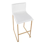 LumiSource Mara Set di 2 Sgabelli da Bar Imbottiti Bianco/Oro: Similpelle, Struttura in Acciaio, Altezza Fissa