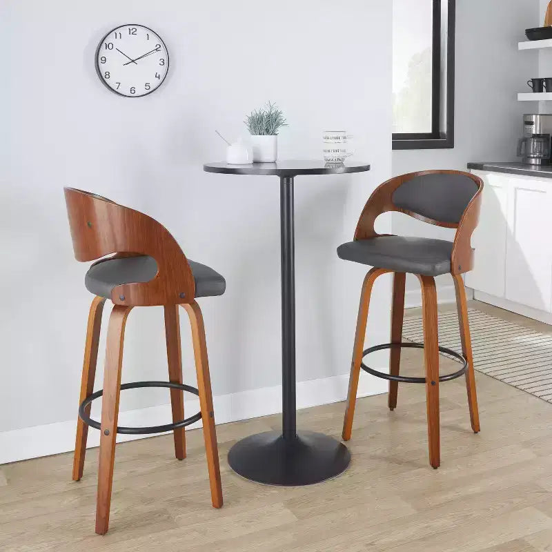 Set di 2 sgabelli da bar in ecopelle Pino noce/grigio/nero - LumiSource