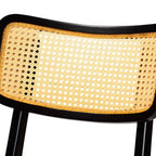 Set 2 Sgabelli da Bancone Baxton Studio Tafari in Legno e Rattan Marrone Scuro/Marrone Chiaro: Metà Secolo, Poggiapiedi Ergonomico