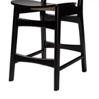 Set 2 Sgabelli da Bancone Baxton Studio Tafari in Legno e Rattan Marrone Scuro/Marrone Chiaro: Metà Secolo, Poggiapiedi Ergonomico