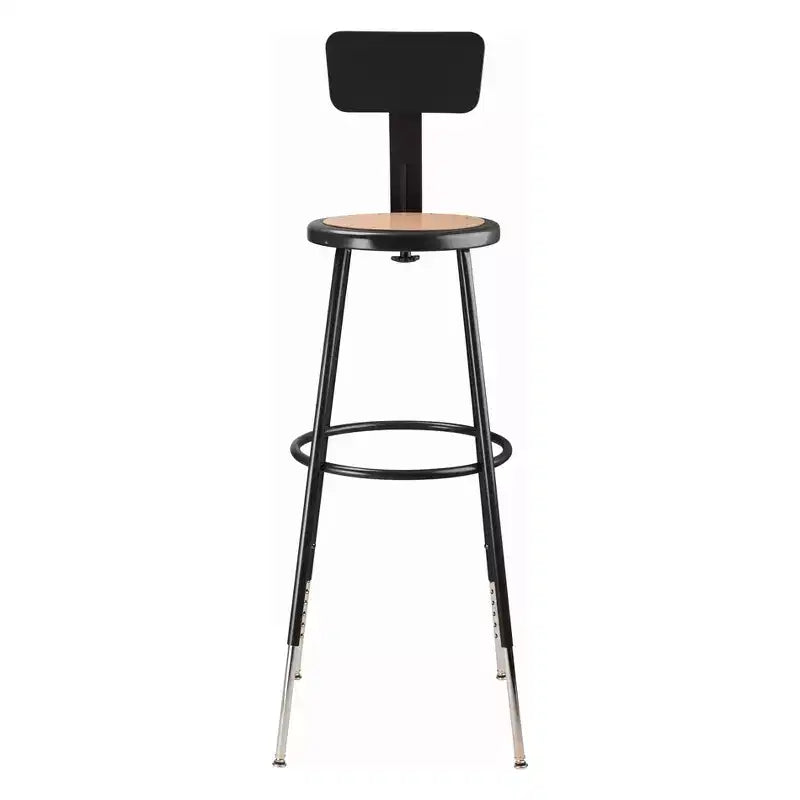 Hampden Furnishings Set di 2 Sgabelli da Bar Accento in Acciaio Resistente Regolabili in Altezza 81-99 cm con Schienale Nero: Design Moderno